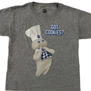 Pillsbury Doughboy T Shirt Youth L 10/12 Got Cookies Gray Graphic Tee